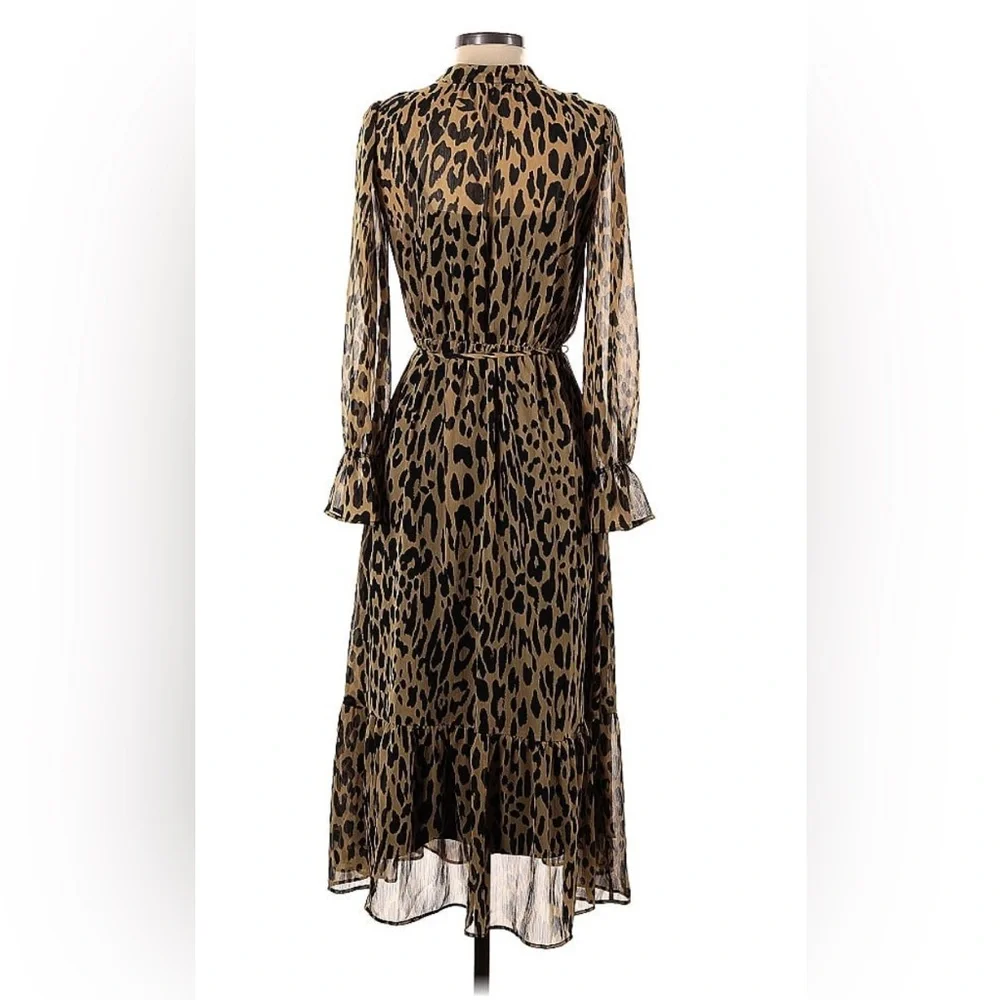 Leopard print semi sheer midi dress, ruffle detail. Comes with slip. Siz… - Picture 1 of 2